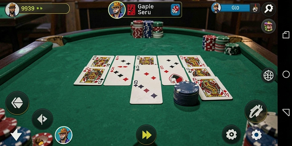 Screenshot utama 9939 menampilkan antarmuka permainan Gaple yang menarik.