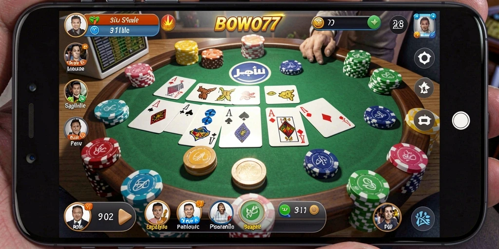 Tampilan gameplay Gaple BOWO77 yang menarik dan interaktif.