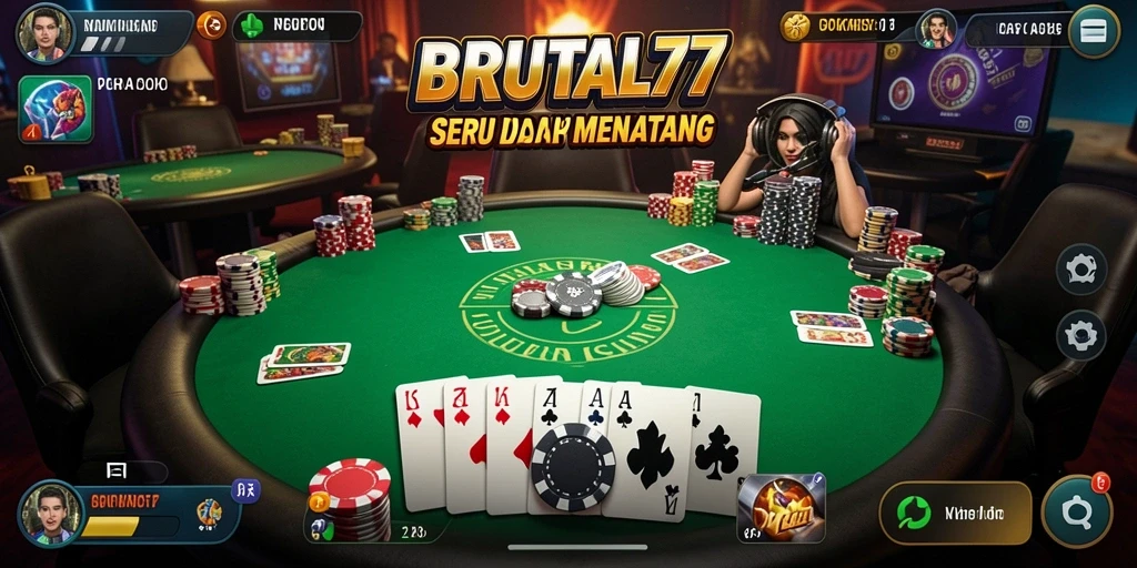 Tampilan utama gameplay BRUTAL77 yang menarik dan interaktif.