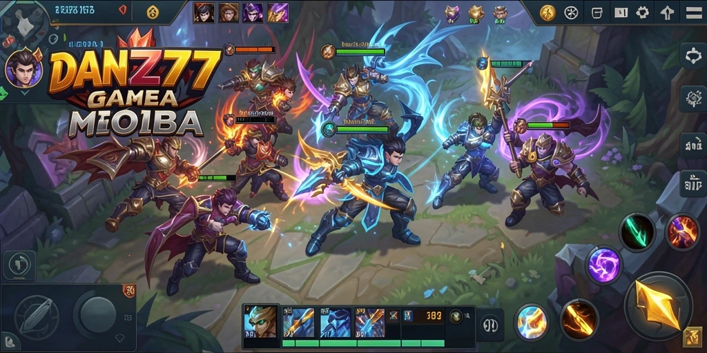 Screenshot gameplay <strong>DAN777</strong> menunjukkan pertarungan tim yang mendebarkan.