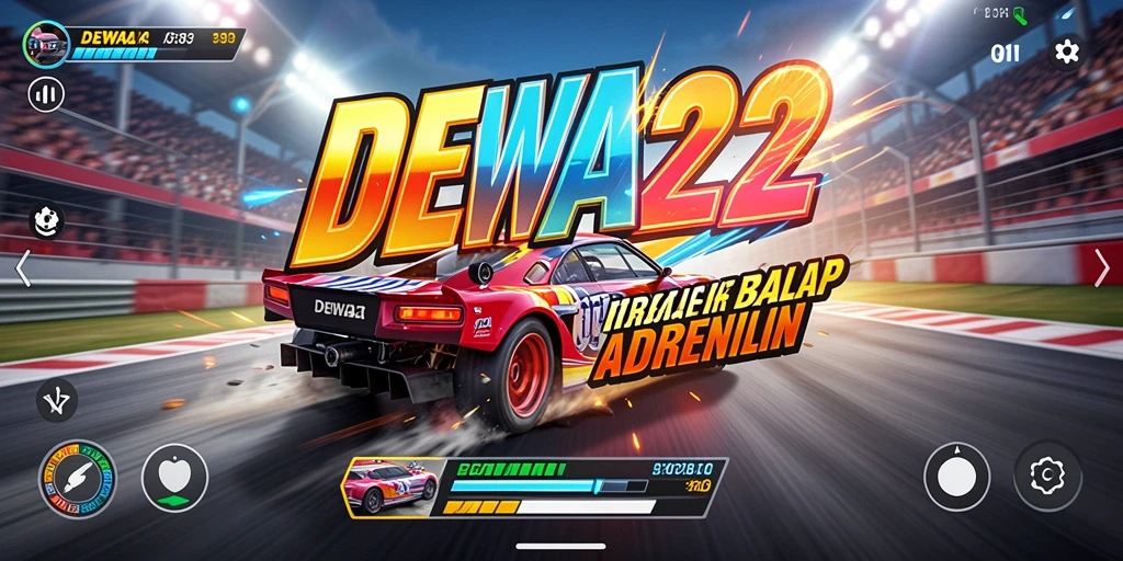 Gameplay DEWA22 yang seru dan mendebarkan saat balapan berlangsung.