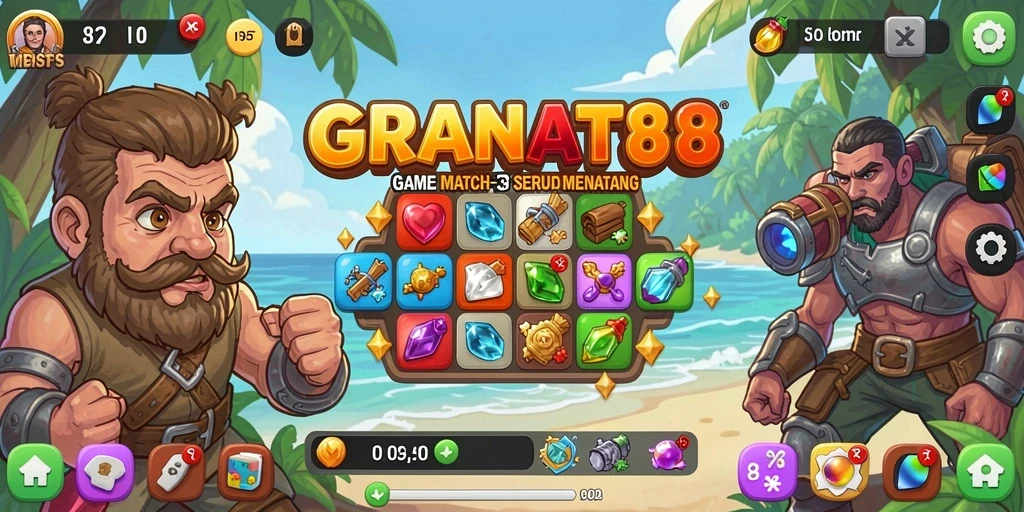 Tampilan gameplay Match-3 yang mengasyikkan di GRANAT88.