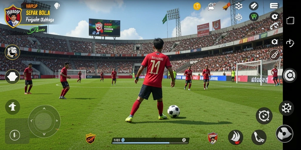 Tampilan gameplay menarik dalam game sepak bola HARAPJP.