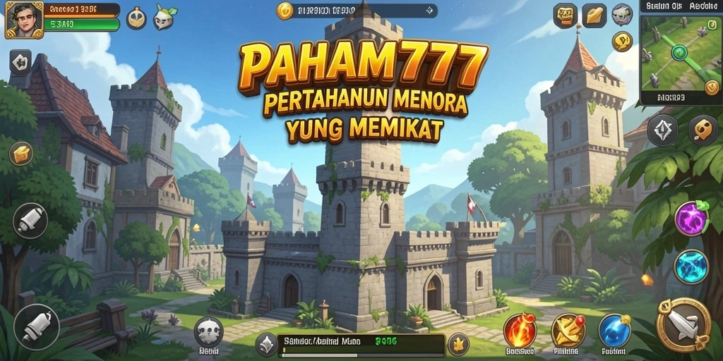 Screenshot gameplay Tower Defense PAHAM777 yang menarik.