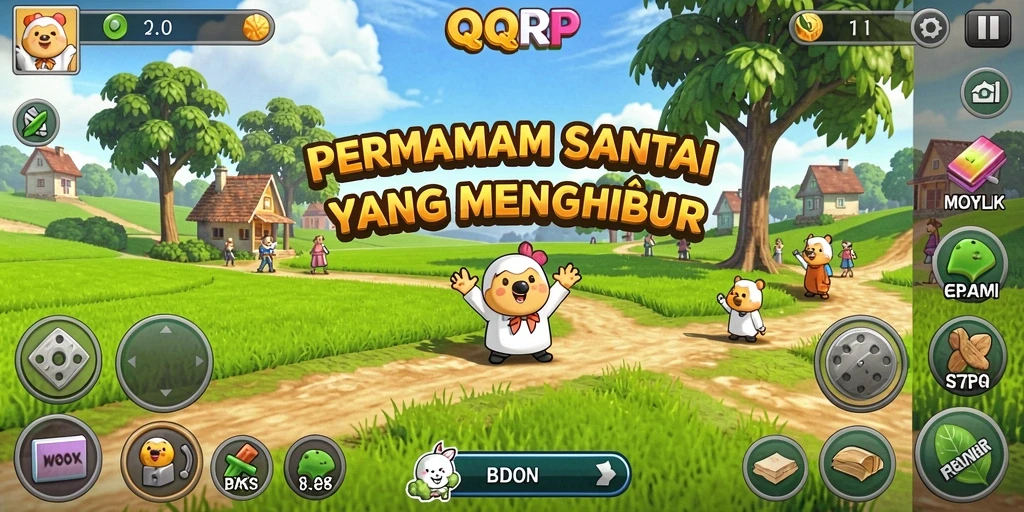 Tangkapan layar utama dari QQRP menampilkan gameplay yang menyenangkan dan santai.