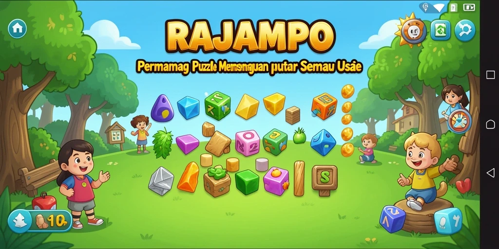 Tangkapan layar permainan RAJAMPO yang menampilkan teka-teki seru.