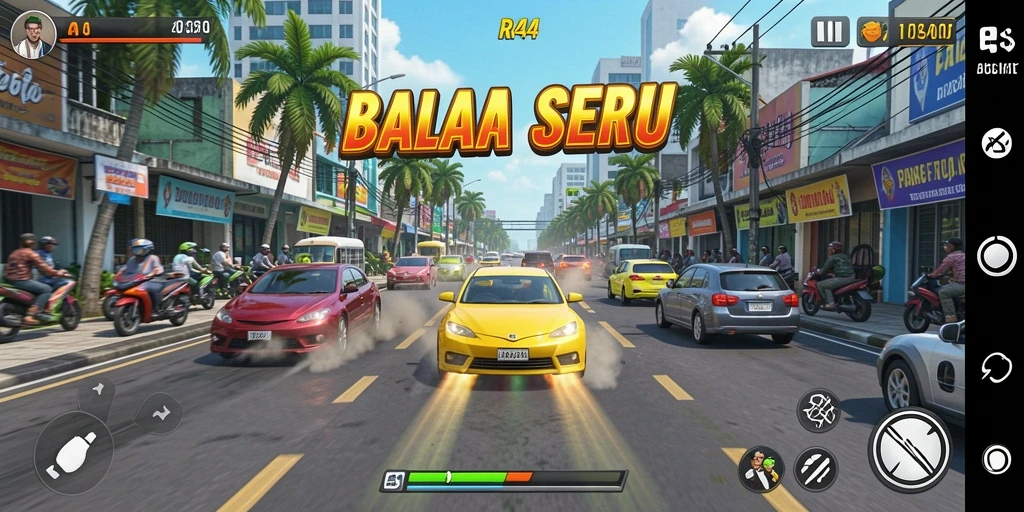 Tampilan gameplay RR44 yang mendebarkan saat melibas jalur balap.