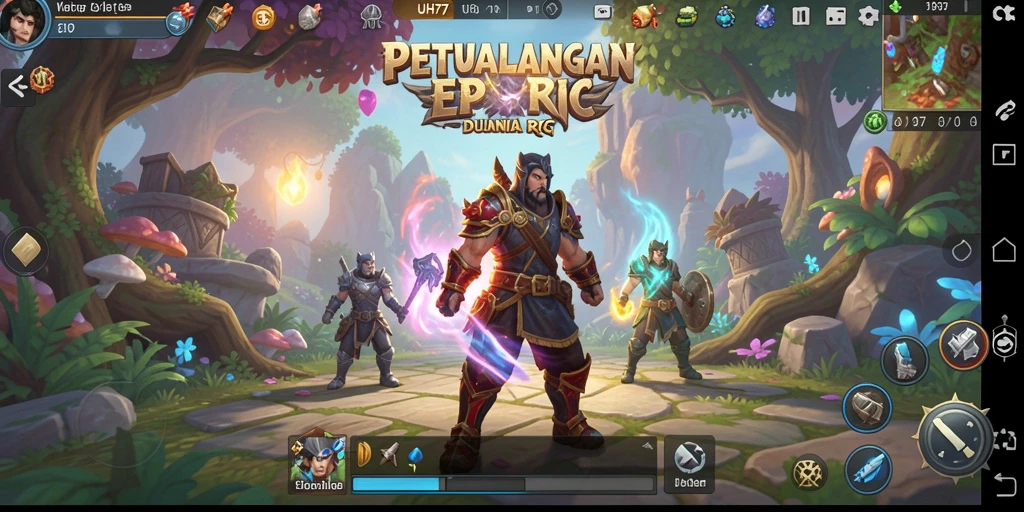 Tampilan gameplay UH77 yang menakjubkan dalam pertempuran RPG.