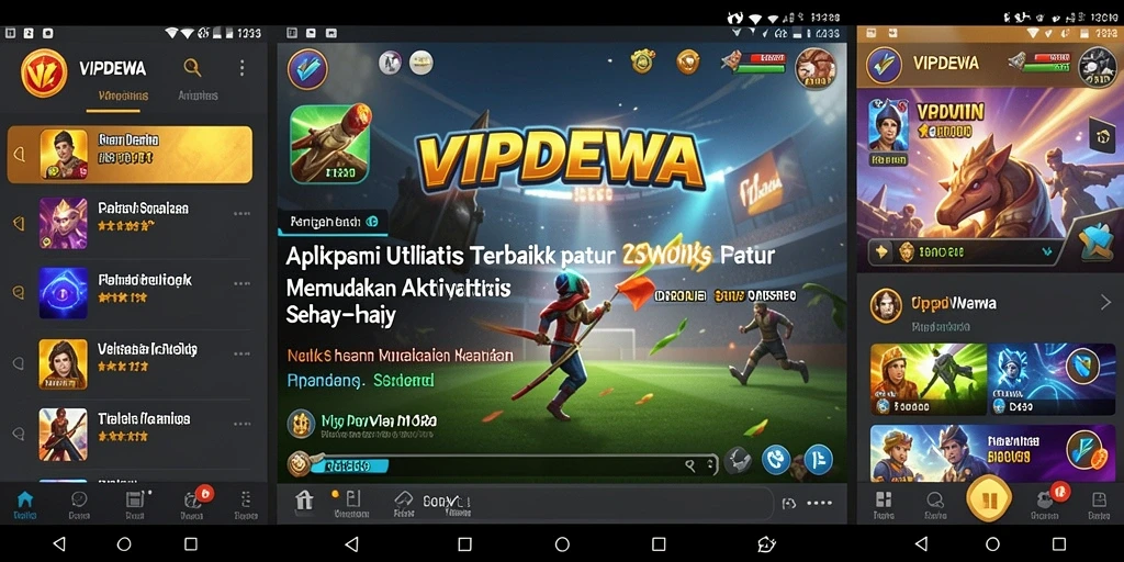 Screenshot VIPDEWA menampilkan antarmuka pengguna yang bersih dan fitur-fitur utilitas yang mudah diakses.